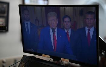 الرئيس الأميركي دونالد ترامب خلال إعلان قصف منشآت إيران النووية