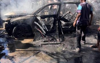 المركبة المستهدفة في بيروت