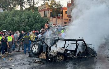 صورة توضيحية لغارة إسرائيلية على سيارة في جنوب لبنان