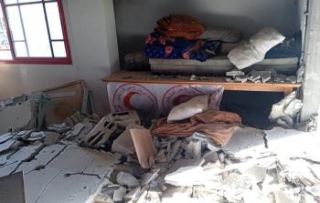 آثار قصف الاحتلال مقر جمعية الهلال الأحمر في خانيونس