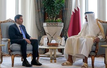 أمير قطر وروبيو خلال لقاء اليوم