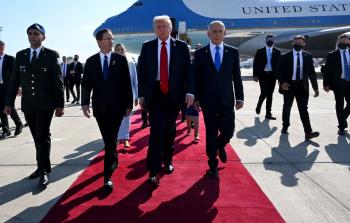 لحظة وصول ترامب إلى إسرائيل وفي استقباله نتنياهو