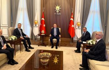 أردوغان مع وزير الخارجية المصري ونظيره التركي