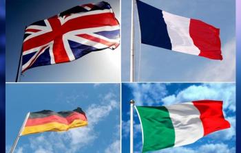 أعلام ألمانيا وإيطاليا وفرنسا وبريطانيا