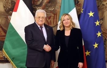الرئيس عباس مع رئيسة وزراء إيطاليا