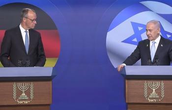 نتنياهو مع المستشار الألماني خلال مؤتمر صحافي اليوم