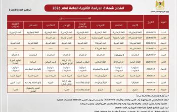 جدول امتحانات الثانوية العامة 2026 فلسطين (الدورتان الأولى والثانية)