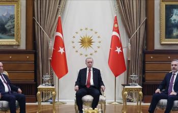 حسين الشيخ خلال لقاء الرئيس التركي أردوغان