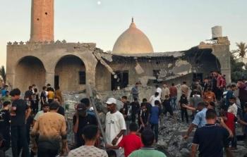 آثار قصف مسجد أبو سليم في دير البلح