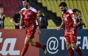 فرحة لاعبي المنتخب السوري بهدف التعادل