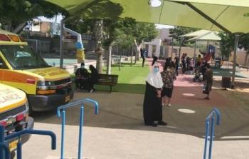 محطة لفحص كورونا في مدرسة الأخوة الابتدائية بيافا