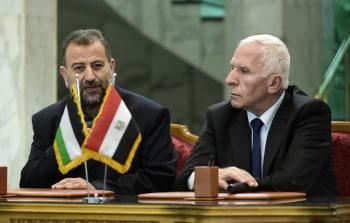 خلال توقيع اتفاق المصالحة الاخير بين حماس وفتح في القاهرة عام 2017