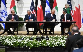 خلال مراسم توقيع اتفاقات التطبيع