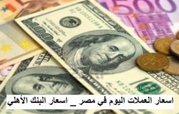 اسعار العملات اليوم في مصر اسعار البنك الاهلي