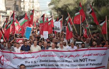 الشعبية في غزة تنظم مسيرة بالآلاف رفضاً لمشاريع التصفية ومخطط الضم