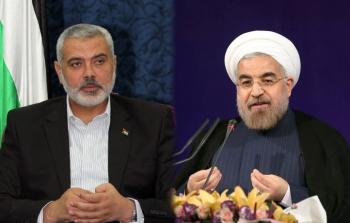 رئيس المكتب السياسي لحركة حماس إسماعيل هنية  والرئيس الإيراني حسن روحاني