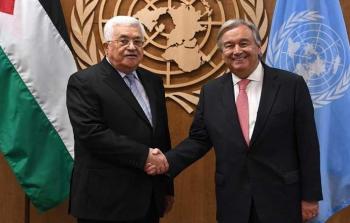 أنطونيو غوتيريش الأمين العام للأمم المتحدة والرئيس الفلسطيني محمود عباس