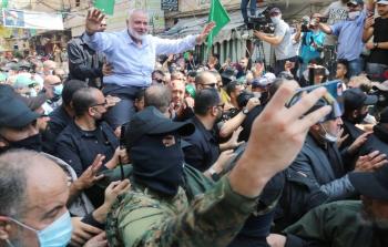 خلال استقبال هنية في مخيم عين الحلوة