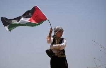 طفل يحمل علم فلسطين -ارشيف-