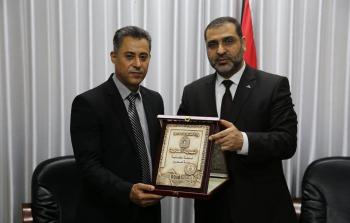 لقاء جمع النائب العام ضياء المدهون ووكيل وزارة الاقتصاد رشدي وادي في غزة