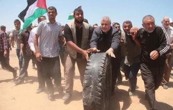 القيادي بالجهاد الاسلامي خالد البطش يشارك في مسيرات العودة