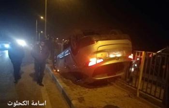 انقلاب مركبة غرب غزة