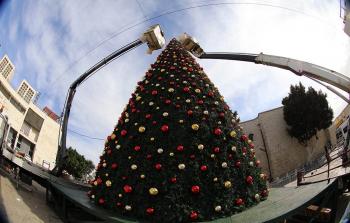تزيين شجرة الميلاد في بيت لحم