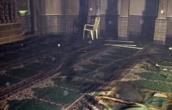 حرق مسجد الريان في بلدة الناقورة في محافظة نابلس بالضفة الغربية