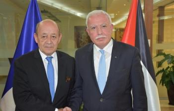 وزير الخارجية الفلسطيني رياض المالكي مع نظيره الفرنسي
