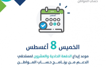 حساب المواطن موعد صرف الدعم للدفعة 21  عبر البوابة الالكترونيه
