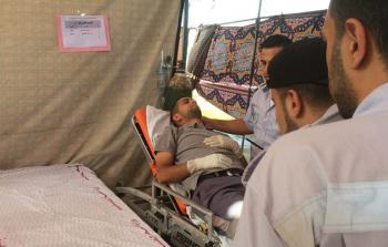 الاحتلال يستهدف سيارة اسعاف بالغاز شرق غزة وإصابة طاقمها بالاختناق - مسيرة العودة