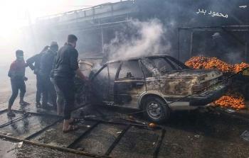 حريق النصيرات وسط قطاع غزة