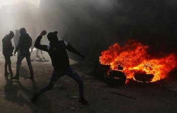 مواجهات في عزون قرب قلقيلية بعد استشهاد شرطي فلسطيني، يوم الجمعة الماضي 