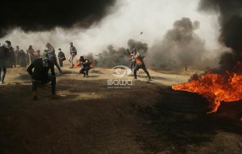 جانب من أحداث مسيرة العودة على حدود غزة اليوم