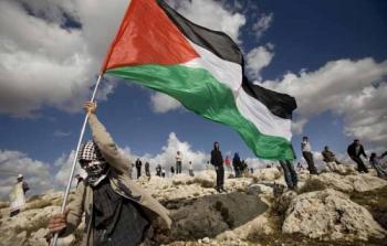 مواطن يرفع علم فلسطين -ارشيف-