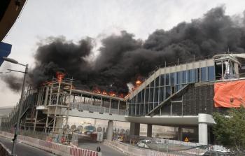 شاهد حريق محطة قطارات الرياض في السعودية الآن