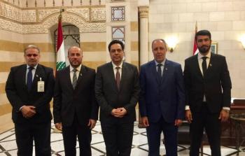 وفد حركة حماس في لبنان ورئيسها أحمد عبد الهادي مع رئيس الحكومة في الجمهورية اللبنانية حسان دياب