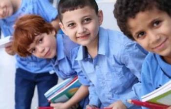 طلبة في إحدى المدارس بقطاع غزة -ارشيف-