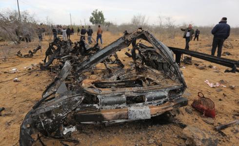 قصف سيارة شرق خانيونس -ارشيف-