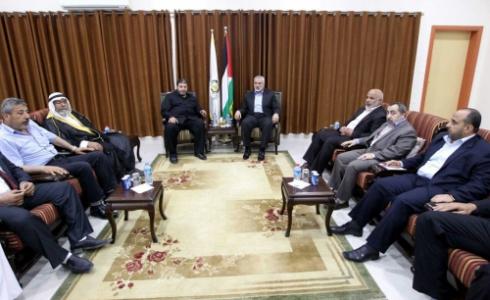 جانب من استقبال هنية أحد الوفدين