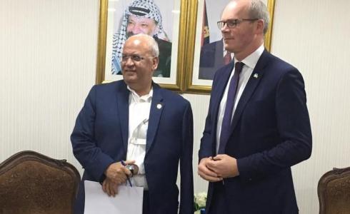 لقاء صائب عريقات وزير خارجية إيرلندا سيمون كوفني