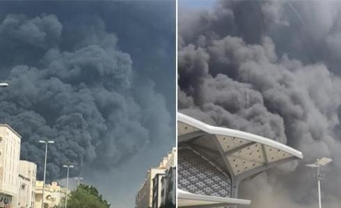 شاهد: حريق في محطة قطار الحرمين في جدة