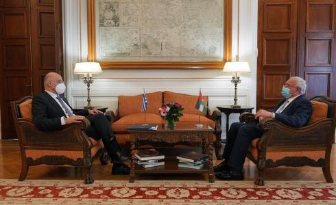 لقاء رياض المالكي بوزير الخارجية اليوناني