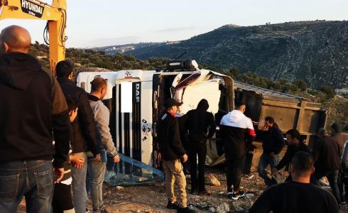 وفاة مواطن جراء انقلاب شاحنة غرب رام الله