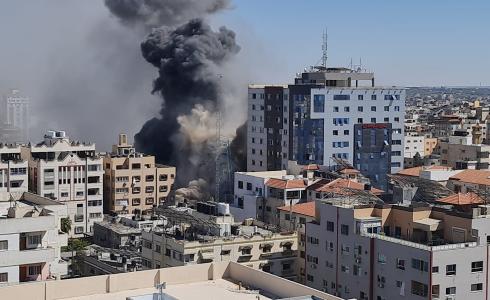 قصف إسرائيلي لبرج الجلاء في غزة