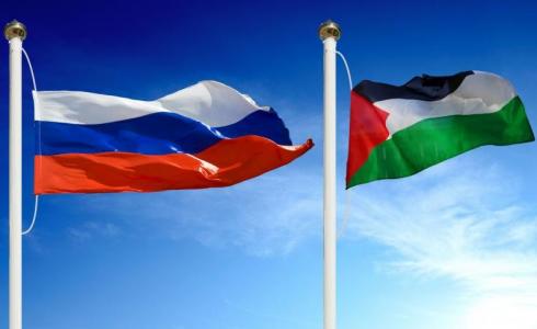علم روسيا وفلسطين