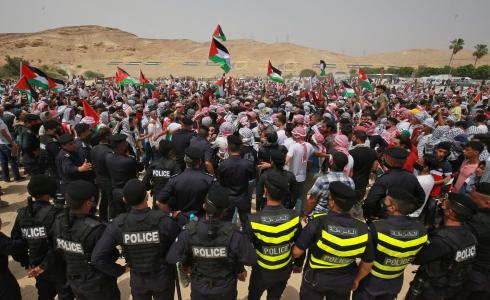 تظاهرة اردنية على حدود اسرائيل