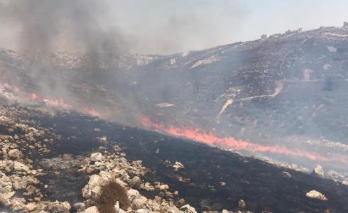 اخماد حريق هائل جنوب غرب نابلس