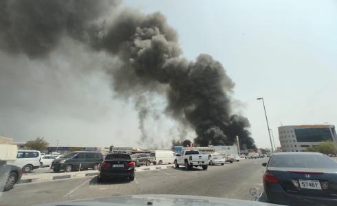 الحريق في مستودع للأدوات البلاستيكية في شارع بورسعيد بدبي
