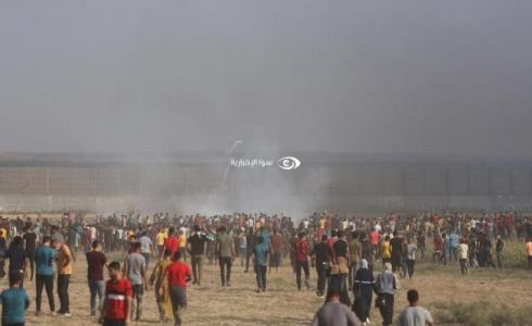 تظاهرات الشبان الفلسطينيين على الحدود شرق غزة